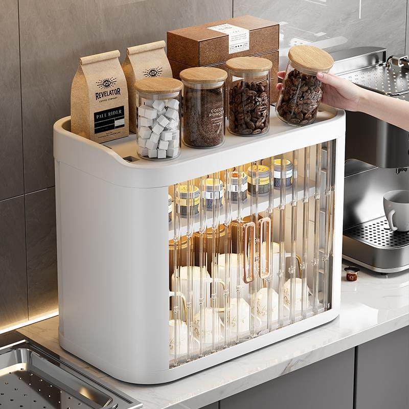 杯子收纳置物架多层水杯茶杯咖啡杯防尘储物柜可折叠卷帘式收纳盒,淘宝优惠券,粉丝福利购,淘宝优惠卷