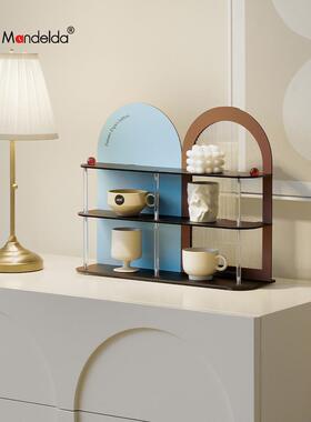 Mandelda创意覆古杂物多层收纳架入户玄关摆件电脑桌面置物装饰品