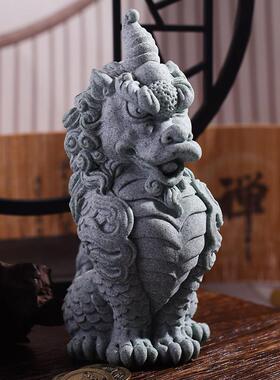 青砂石嘲风茶宠桌面摆件龙生九子瑞兽创意小装鱼缸造景
