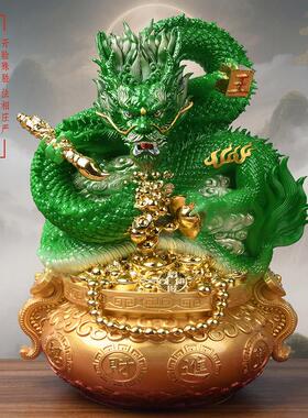 金龙摆件吉祥物汉白玉龙王爷真身生肖聚宝盆办公室客厅招财工艺礼