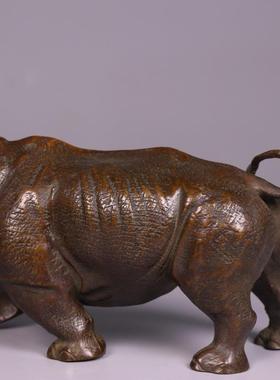纯铜犀牛摆件铜工艺品家居客厅办公桌装饰品摆放乔迁送礼