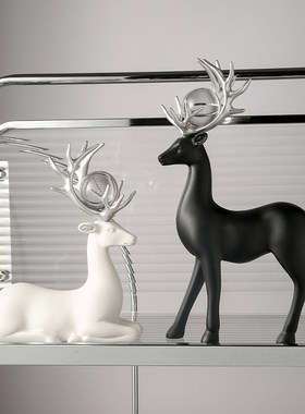 轻奢高档梅花鹿摆件家居客厅酒柜电视柜装N饰品玄关桌面摆设礼物