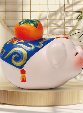 无锡惠山泥人《诸事顺意》可爱小猪祝福泥塑摆件创意小礼物