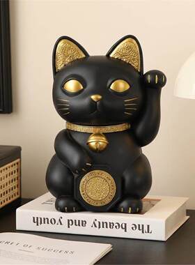 新中式招财猫摆件开业礼物开运客厅玄关电视柜桌面高级感小众软装