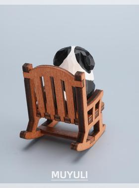 手工木雕边境牧羊犬丨生肖小狗办公室工位电脑桌面摆件创意装饰品