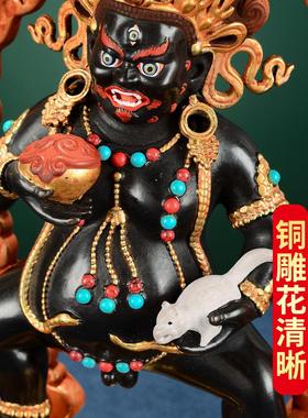精工铜黑财神彷尼泊尔彩绘镀金五路财神室内铜佛像摆件