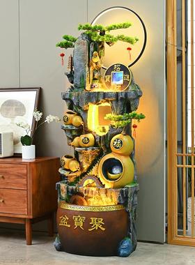 风车流水摆件循环水玄关客厅招财落地高端开业假山喷泉生财风水轮