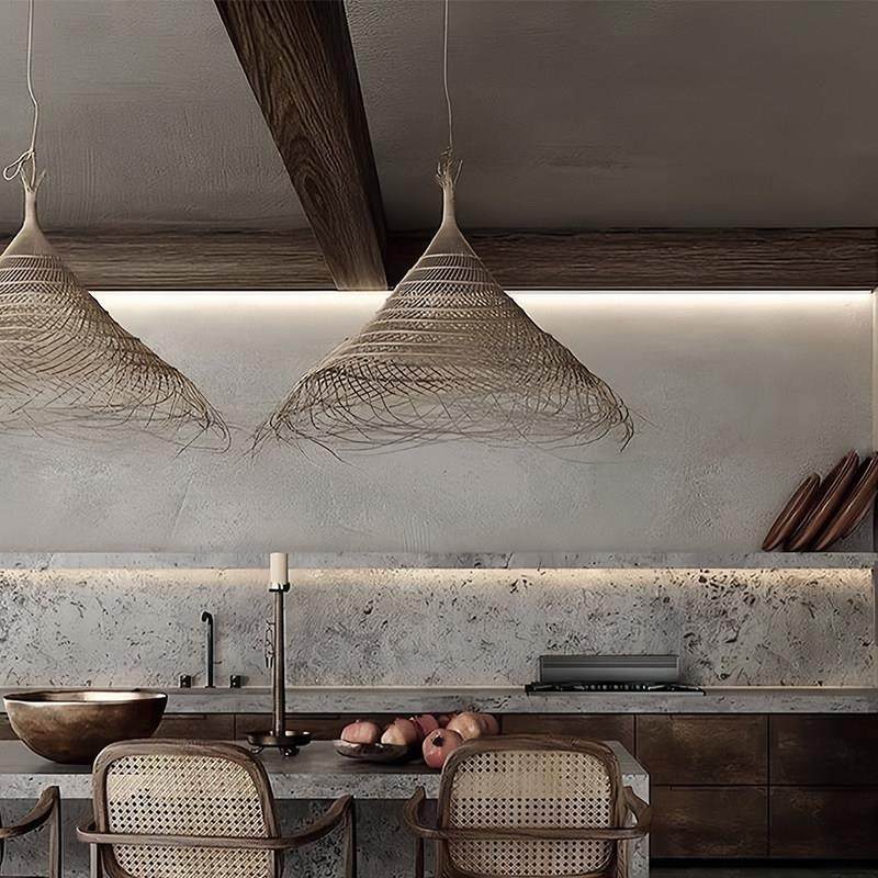 侘寂风餐饮吊灯中式客厅饭厅茶室禅意灯民宿书房床头日式藤编吊灯,淘宝优惠券,粉丝福利购,淘宝优惠卷