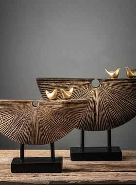 新中式假山摆件轻奢高档别墅客厅电视柜酒柜博古架高端大气工艺品