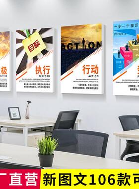 办公室激励志墙贴企业文化墙装饰挂画会议室团队标语布置公司海报