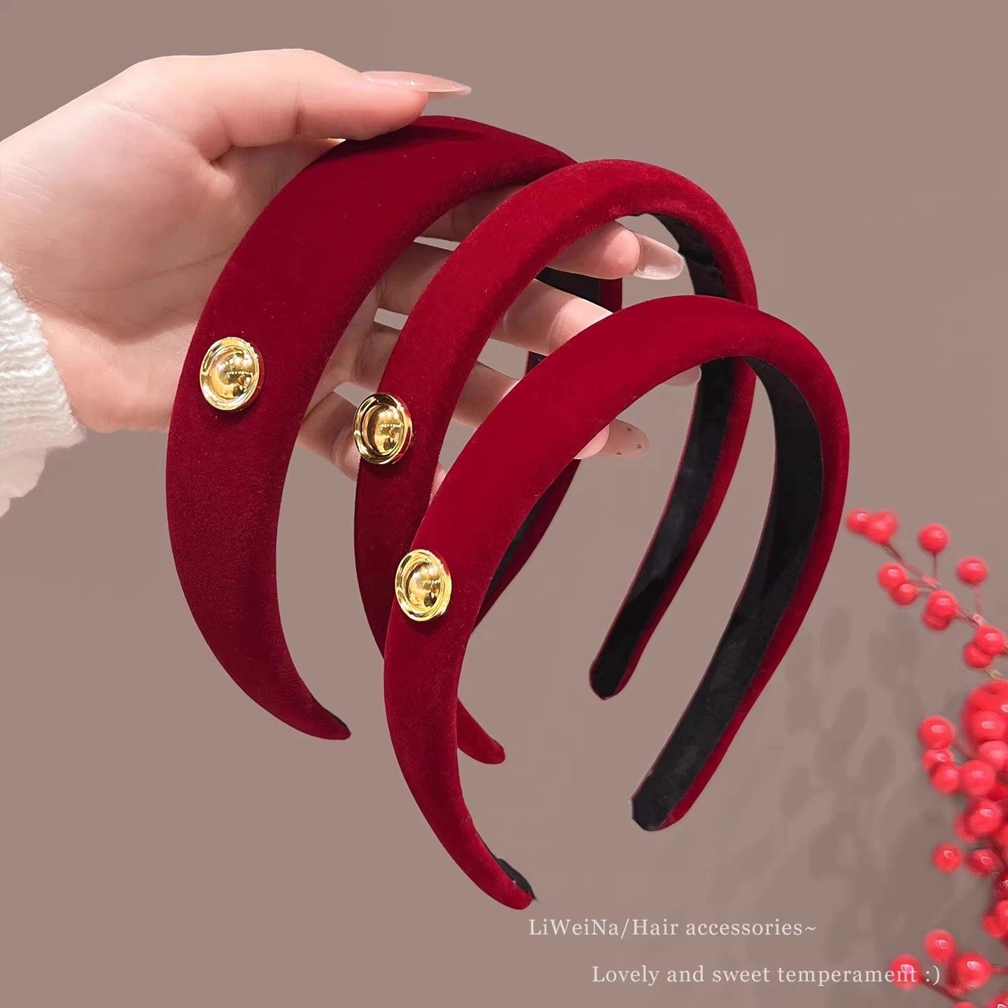 酒红色丝绒发箍女2025新款日常外戴发卡复古高级感发饰高颅顶头箍,淘宝优惠券,粉丝福利购,淘宝优惠卷