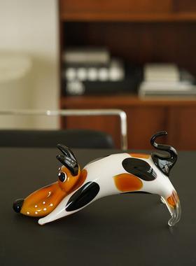 ladylike 简约北欧古法琉璃小狗 客厅玄关酒柜装饰品摆件家居饰品