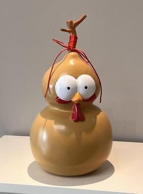 MOMO·创意葫芦鸡存钱罐客厅树脂祇进不出存钱罐装饰卡通YW
