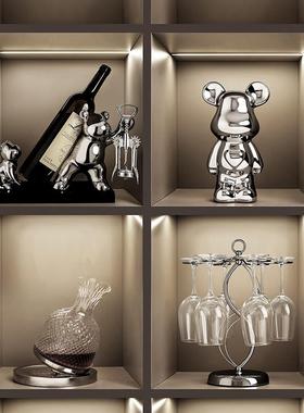 轻奢高档暴力熊酒柜装饰品摆件客厅电视柜玻璃展示柜陶瓷工艺品