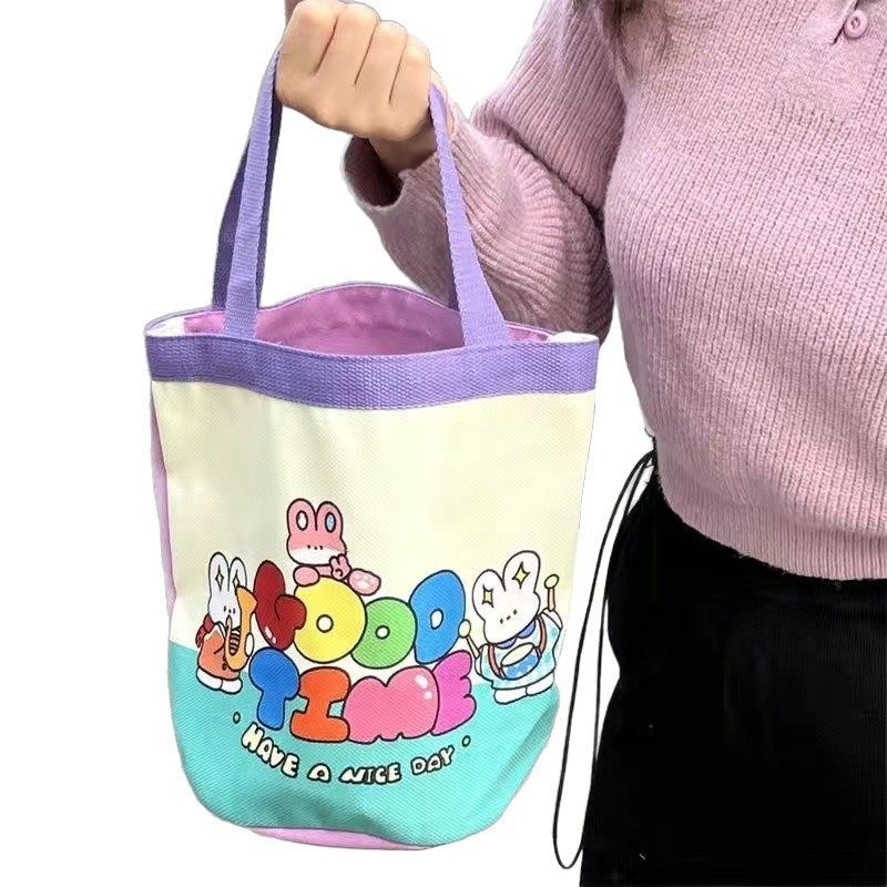 可爱插画水桶包女士卡通手提包韩版便捷通勤涂鸦大容量伴手礼袋,淘宝优惠券,粉丝福利购,淘宝优惠卷