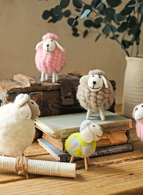 【七茉】羊毛毡ins小羊毛绒摆件客厅家居装O饰品礼品动物桌面摆设