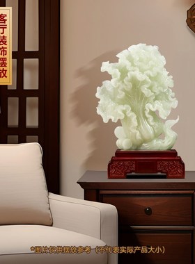 立马发财玉e白菜摆件招财客厅玄关办公室酒柜装饰品公司开业礼物