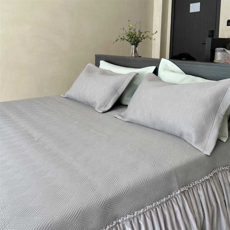 A类轻奢简约床裙花边o款凉席三件套夏季凉感软席家用1.8米床上用 - 图0