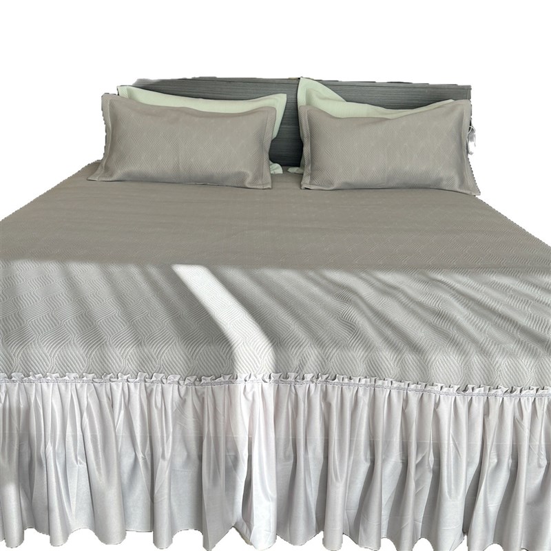 A类轻奢简约床裙花边o款凉席三件套夏季凉感软席家用1.8米床上用 - 图2