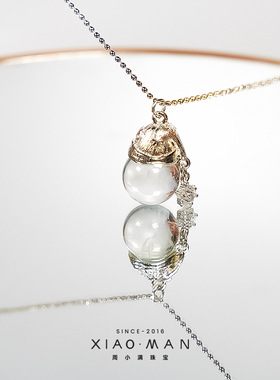 周小满【一鹿同行】天然白水晶小鹿吊坠项链女秋冬圣诞限定毛衣链