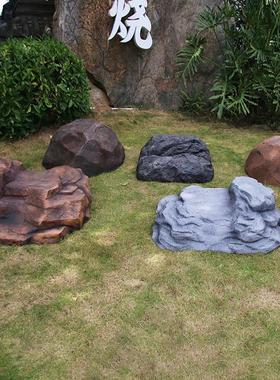 仿真石头造景摆件室外大型空心玻璃钢防水罩园林井盖装饰假山石