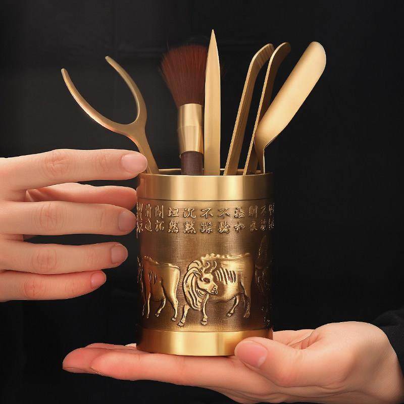 茶道纯铜六君子套装功夫茶具配件大全喝茶用品高档茶夹笔茶针茶勺,淘宝优惠券,粉丝福利购,淘宝优惠卷