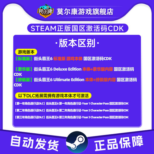 steam街头霸王6 第一二三年通行证 街霸六 国区激活码CDKey街霸6 - 图0