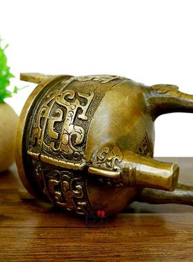 复古怀旧铜鼎摆件三足龙纹鼎圆鼎香炉办公室家居礼品摆设鼎胜千秋