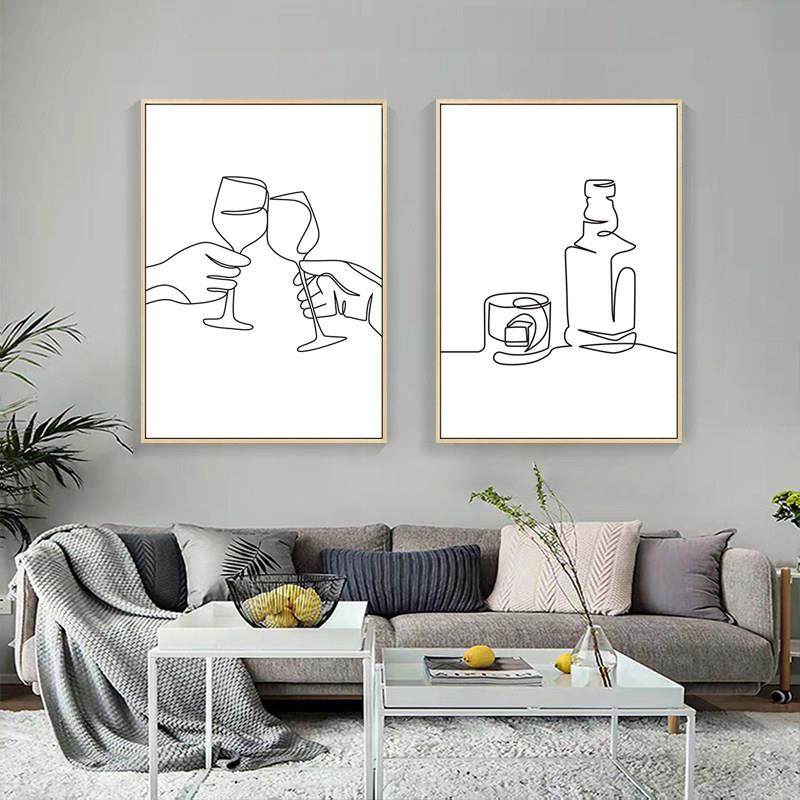 北欧小众挂画咖啡厅餐厅酒吧墙画卧室落地黑白线条人物抽象装饰画,淘宝优惠券,粉丝福利购,淘宝优惠卷