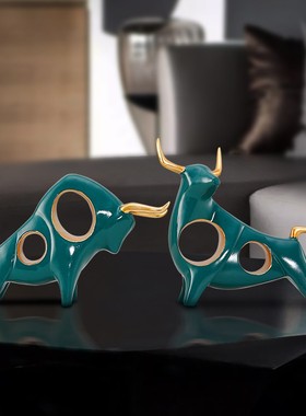 轻奢牛气冲f天摆件家居饰品简约客厅酒柜电视柜办公室摆设