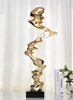 现代轻奢高档办公室客厅玄关抽象摆件电视柜酒店高级感雕塑装饰品