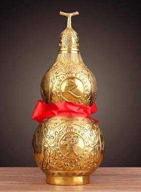 黄铜葫芦摆件八卦开口空心铜葫芦客厅装饰品摆设乔迁新居礼品挂件