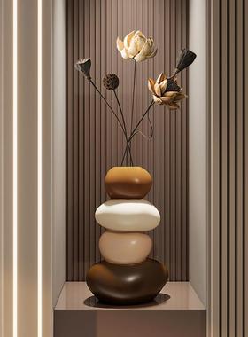 石来运转花瓶摆件新中式客厅壁龛玄关柜电视柜装饰品乔迁新居礼品