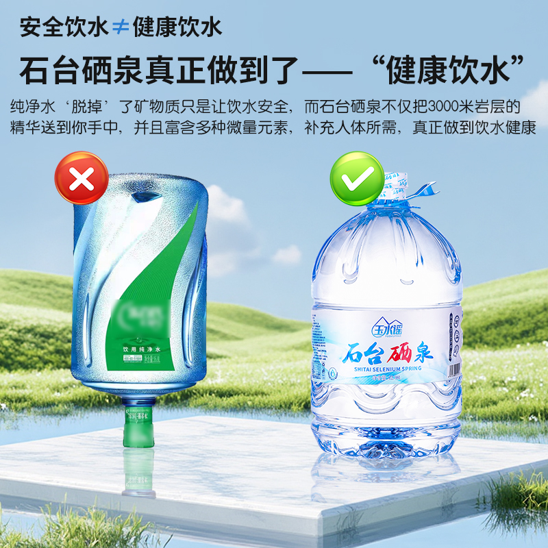 石台硒泉桶装含硒水富硒源饮用水天然山泉水矿物质泉水12.98L大桶