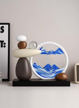 时来运转流沙画摆件客厅电视柜酒柜办公室轻奢高级家居装饰品礼物