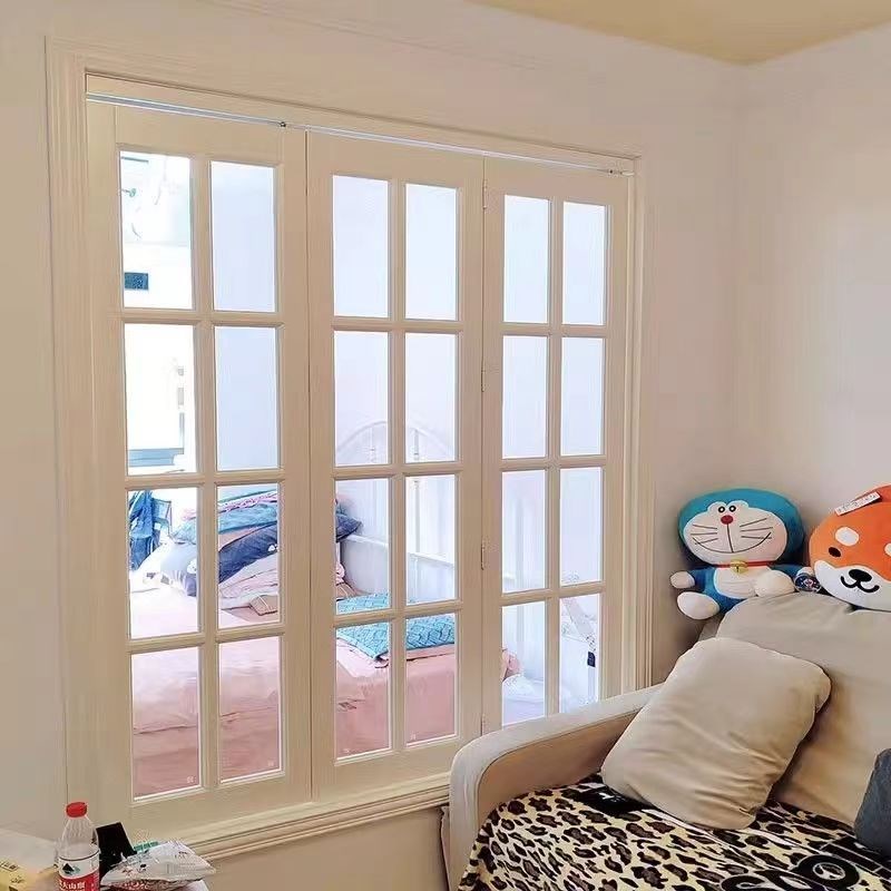左右折叠窗户白色格子窗烤漆实木定制玻璃窗原木推拉窗对开窗隔断 - 图1