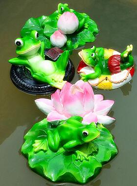 彷真浮水兔子户外庭院装饰假山鱼缸花园池塘漂浮树脂流水景摆件