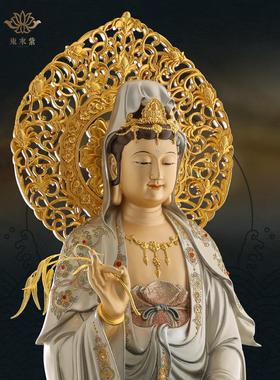 西方三圣佛像阿弥陀佛雕像大势至菩萨铜像观音摆件京铜台湾紫铜金