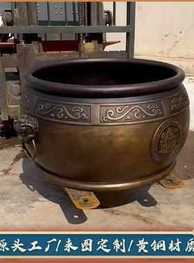 铜大缸纯铜户外风水养鱼荷花缸特大号别墅院子庭院门海摆件聚宝盆