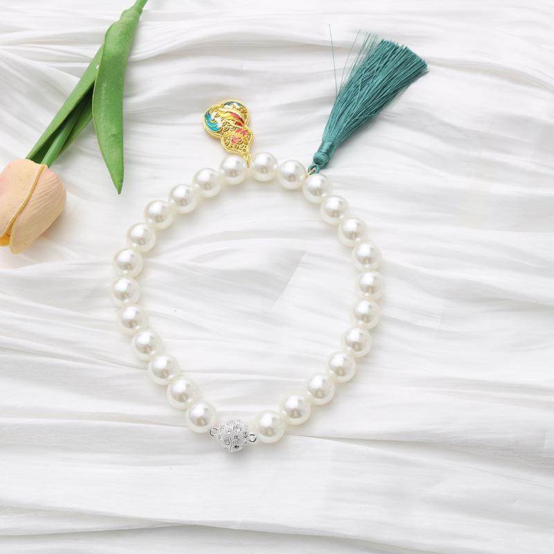 新款磁吸窗帘绑带abs珍珠收纳窗帘扣窗帘绑绳装饰蝴蝶结 - 图2