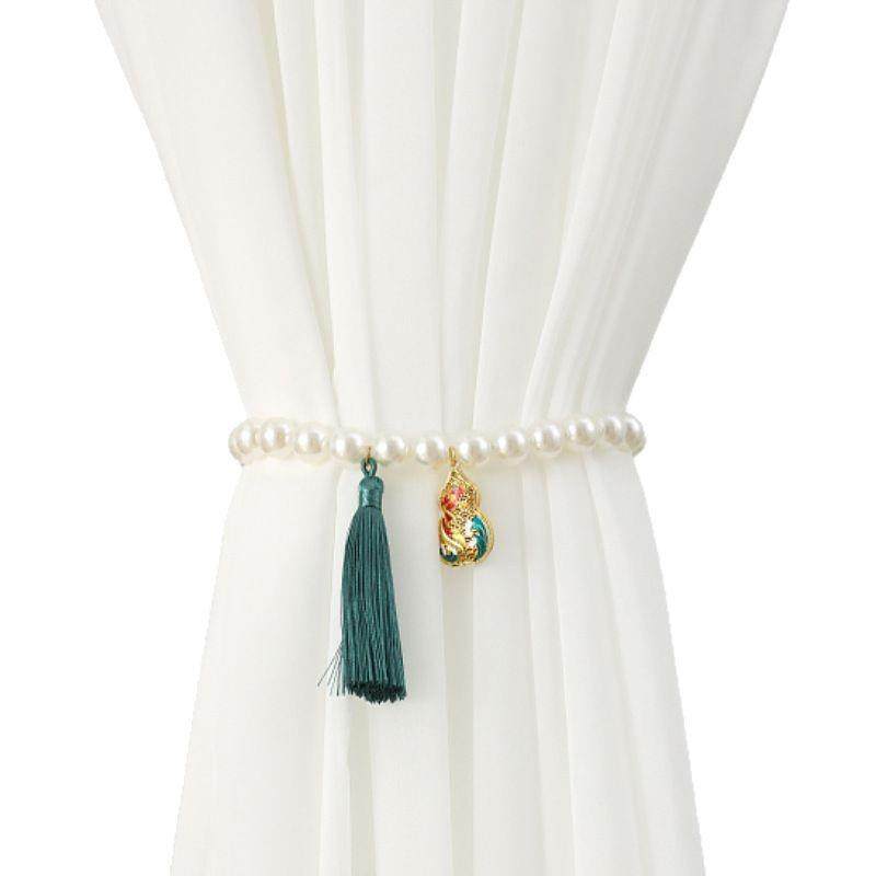 新款磁吸窗帘绑带abs珍珠收纳窗帘扣窗帘绑绳装饰蝴蝶结 - 图3