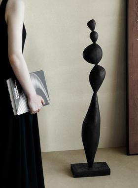 栗石【风生水起】实木雕塑BQZ中古寂术风艺饰落地摆件侘民宿玄关