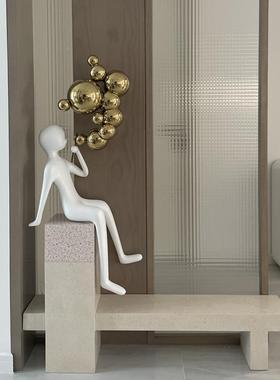 现代装卡软吹泡泡人物迁创意KAJ雕塑玻璃纤维通新居乔客厅装修坐