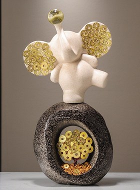 石来运转招财大象摆件高级感玄y关电视柜办公室客厅装饰品轻奢高