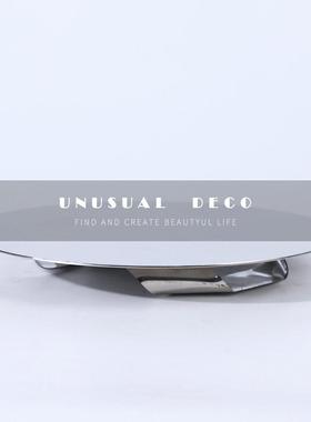 现代轻奢创意家居黄色辣椒玻璃摆件银色圆形托盘样板间软装饰品