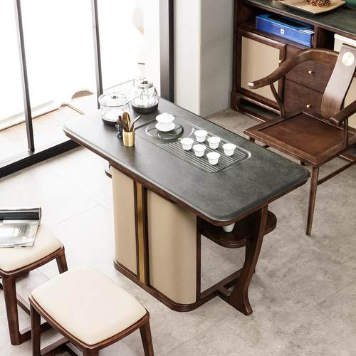 阳台茶桌椅组合轻奢极简功夫泡茶桌实木书房办公室茶室家用小茶台 - 图1