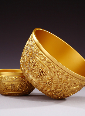 铜聚宝盆摆件麒麟聚宝盆实v心黄铜家用客厅店铺摆设乔迁开业礼品