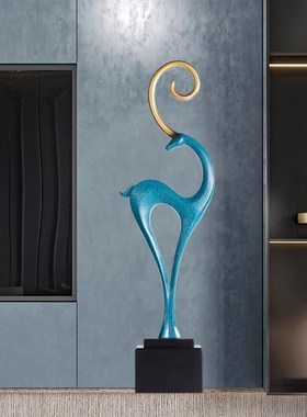 入户玄关壁龛鹿摆件o客厅电视柜两边竖高轻奢高级感落地艺术软装