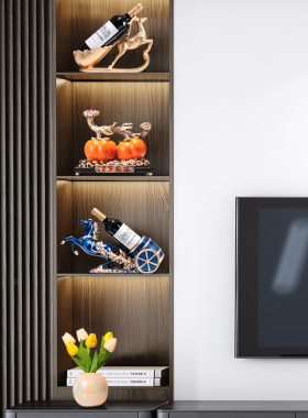 马到成功葡e萄红酒架摆件客厅轻奢高档酒柜乔迁新居布置装饰用礼