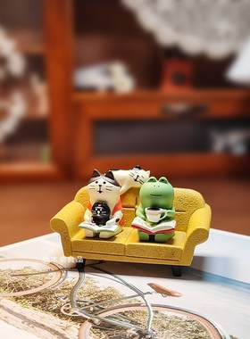 惬意的午后治愈桌面m小摆件卡通家具摆件娃娃屋沙发微缩家居模型